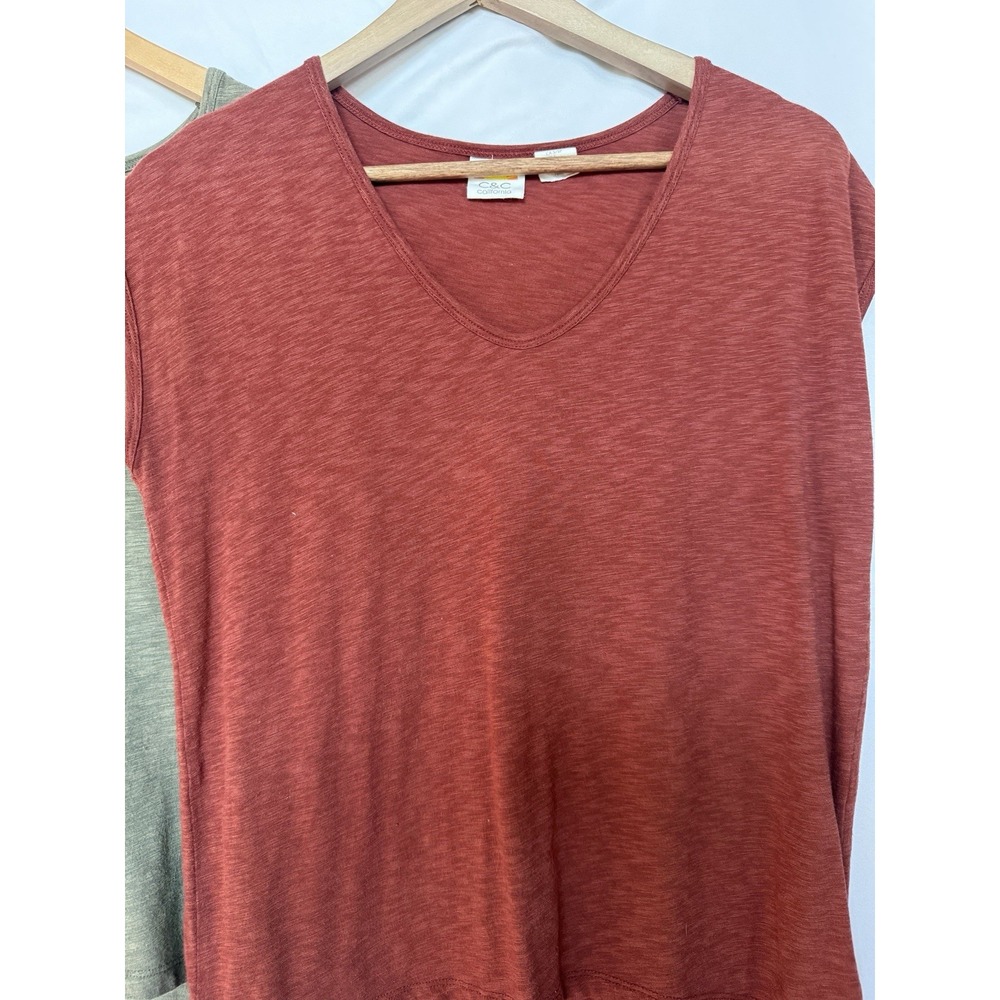 Set 2 C&C Womens Cap Sleeve Linen Shirt Size S Lightweight Flowy Comfort Travel - Picture 2 of 8